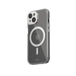 Moshi iGlaze transparent, tunt iPhone 15-skal med ring i MagSafe-stil och kameralinsskydd