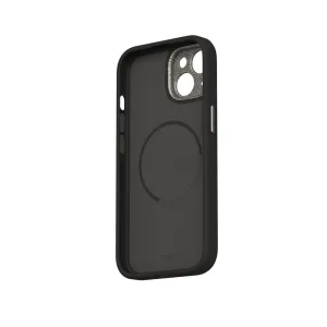 Moshi Napa svart iPhone 15-skal med upphöjda kanter, kamerautskärning och texturerad yta för fallskydd
