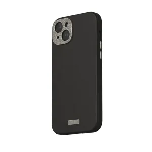 Moshi Napa veganskt läderfodral för iPhone 15 Plus i midnattsvart med strukturerad yta och kamerautskärning