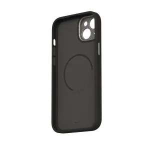 Moshi Napa iPhone 15 Plus-skal i veganskt läder i midnattssvart med texturerad baksida och kamerautskärning