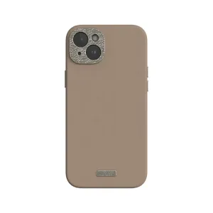 Moshi Napa iPhone 15 Plus-skal med MagSafe-stöd, beige vegansk läderfinish och texturerad kameraaccent
