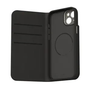 Moshi Overture plånboksfodral för iPhone 15 Plus, svart, med kortfack och stativ