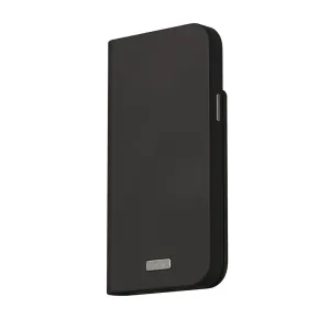 Moshi Overture foliofodral för iPhone 15 Plus i midnattsvart, ett tunt plånboksfodral med kortfack