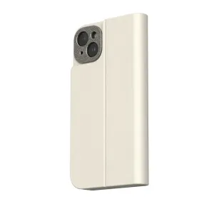 Moshi Overture foliofodral för iPhone 15 Plus i äggskalsvitt, med kamerautskärning och utfällbart stativ