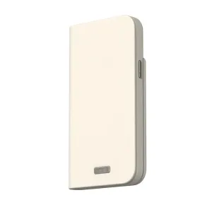 Moshi Overture foliofodral för iPhone 15 Plus i äggtoddyvitt, stängt plånboksfodral
