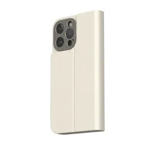 Moshi Overture foliofodral för iPhone 15 Pro Max i äggtoddyvitt, med vikbart lock och kamerautskärning