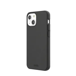 Pela komposterbart skal till iPhone 13 mini i mattsvart med spräcklig finish och kamerautskärning
