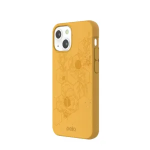 Pela Classic Hive Edition Honey-skal för iPhone 13 mini med blommigt bikakemönster