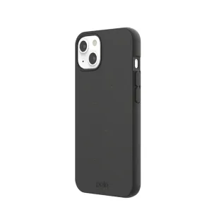 Pela Classic-skal för iPhone 13 i svart, med spräcklig matt finish och kamerautskärning