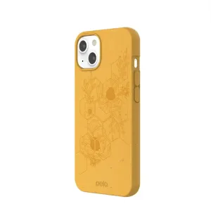 Pela Classic Hive Edition Honey mobilskal till iPhone 13 med blommigt honungskakemönster
