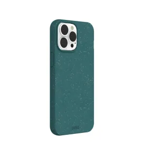 Pela komposterbart mobilskal för iPhone 13 Pro Max i tealgrönt med spräcklig finish och upphöjd kamerakant