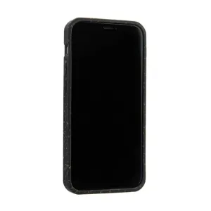 Pela Classic komposterbart skal för iPhone 12 Pro Max i svart, visas skydda telefonen mot en vit bakgrund