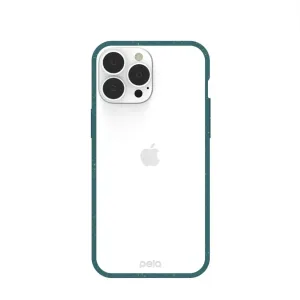 Pela Clear komposterbart skal för iPhone 13 Pro Max med transparent baksida och blågrönspräcklad kant