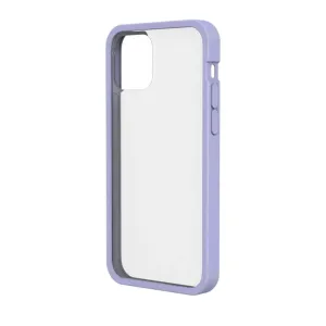 Pela Clear iPhone 12 Pro Max-skal med transparent baksida och ljuslila kant på vit bakgrund