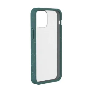 Pela Clear Case transparent iPhone-skal med mörkgrön, spräcklig skyddsram och stor kamerautskärning