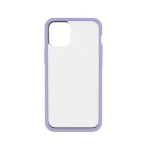 Pela transparent skal för iPhone 12 mini med ljuslila kant, transparent baksida och kamerautskärning.