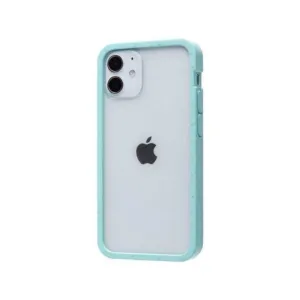 Pela transparent skal för iPhone 12 mini med ljusblå kant, transparent baksida och kamerautskärning