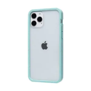 Pela transparent mobilskal för iPhone 12/12 Pro med ljusblå, spräcklig kant och utskärning för trippelkamera
