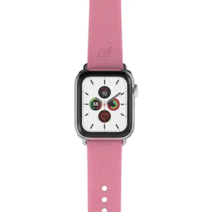 Pela Vine Watch Band rožinis taškuotas kompostuojamas dirželis, skirtas Apple Watch, su įspaustu lapo logotipu