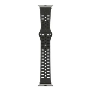 Pela Vine laikrodžio dirželis 44 mm Apple Watch, juodas perforuotas dirželis su sidabrinėmis jungtimis