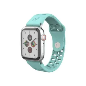 Pela Vine turkio spalvos perforuota Apple Watch apyrankė su magnetiniu užsegimu ant sidabrinio Apple Watch