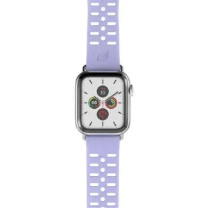 Pela komposterbar Apple Watch-reim i lavendel med perforert reim og magnetisk hurtigspenne