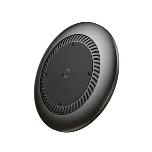 Baseus Whirlwind Qi trådlös snabbladdare med inbyggd fläkt, rund svart laddningsplatta för smarttelefoner