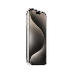 Just Mobile TENC Slim Fit genomskinligt iPhone 15 Pro-skal med tunt transparent skydd och rundade hörn
