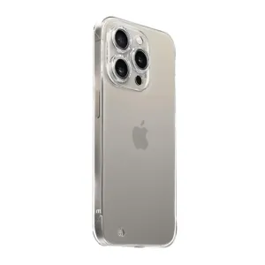 Just Mobile TENC Slim Fit transparent skal för iPhone 15 Pro Max, med kameralinsskydd och slimmad skyddsdesign