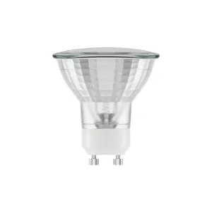 Lite Bulb Moments smart GU10-LED-lampa med klar kupol, silverfärgad reflektor och tvåstiftssockel på vit bakgrund