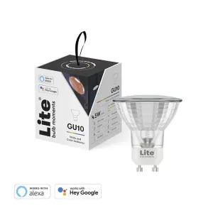 Lite Bulb Moments smart GU10 LED-lampa med detaljhandelsförpackning, vitt och färgat stämningsljus, fungerar med Alexa och Google