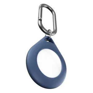 KeyBudz Secure Dock för AirTag, blå silikonhållare med karbinhake och nyckelring
