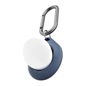 KeyBudz Secure Dock AirTag-hållare med karbinhake, visas i koboltblått mot vit bakgrund.