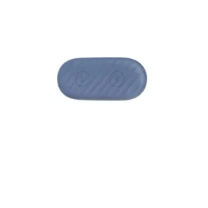 KeyBudz AirDockz blå magnetisk hållare för AirPods med oval räfflad design och L/R-markeringar