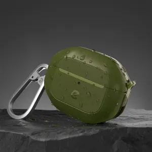 KeyBudz Element Series AirPods 3-fodral i olivgrönt med karbinhake och texturerad, vattentät yta