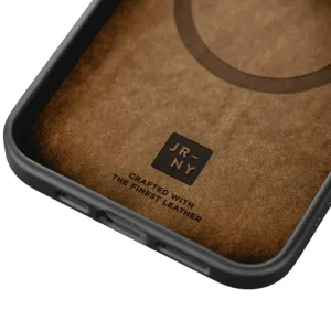 Journey läderfodral för iPhone 13 Pro Max med MagSafe, mellanbrun läderbaksida och svart skyddsram