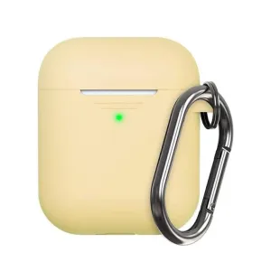 KeyBudz podSkinz nyckelringsserie pastellgult fodralöverdrag för AirPods med karbinhake