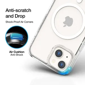 Just Mobile TENC iPhone 14 MagSafe-skal med transparent glitterfinish, luftdämpade hörn och upphöjd kamerakant