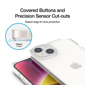 Just Mobile TENC Slim Fit transparent iPhone 14-skal med upphöjd kamerakant, täckta knappar och MagSafe-stöd