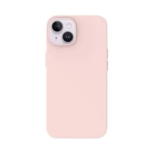 Just Mobile tENC silikonskal för iPhone 14 i rosa, med upphöjt kamerautsnitt och knappskydd