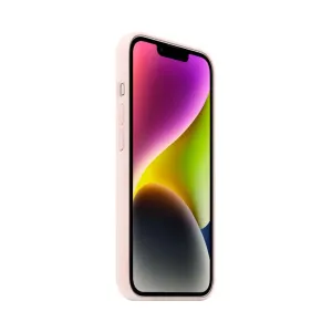 Just Mobile TENC silikonskal för iPhone 14 i rosa, tunt skyddsskal med upphöjda kanter