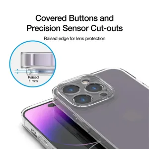 Just Mobile TENC Slim Fit transparent iPhone 14 Pro-skal med upphöjd kamerakant och täckta knappar