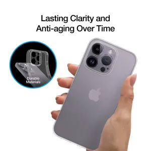 Just Mobile TENC Slim Fit-skal för iPhone 14 Pro i Frost, tunt och transparent MagSafe-skydd med upphöjd kamerakant