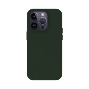 Just Mobile TENC-silikonskal för iPhone 14 Pro i mörkgrönt, visat bakifrån med kamerautskärning