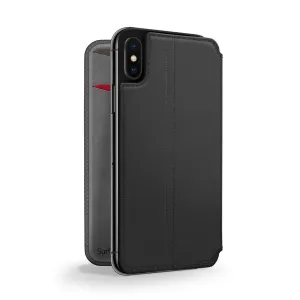 Twelve South SurfacePad svart läderfodral i folioformat för iPhone XS Max med sytt lock och kortfack