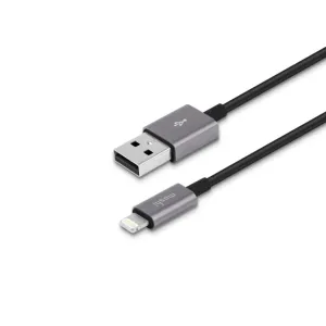 Moshi USB-A till Lightning-kabel, 1 m, svart, med USB- och Lightning-kontakter för laddning och synkronisering av Apple-enheter