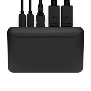 Brydge Stone Lite svart USB-C-multiporthubb med anslutna kablar för dubbel 4K-dockning på Windows-bärbara datorer