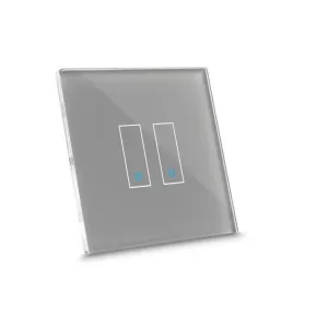 Grå Iotty Smart Switch-frontplade til vægmontering med to moduler og blank finish