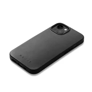 Mujjo Full Leather Case med MagSafe för iPhone 14 i svart, med upphöjt kameraskydd