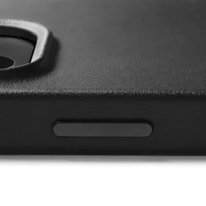 Mujjo svart läderskal för iPhone 14/15 Plus med MagSafe, kamerautskärning och sidoknapp